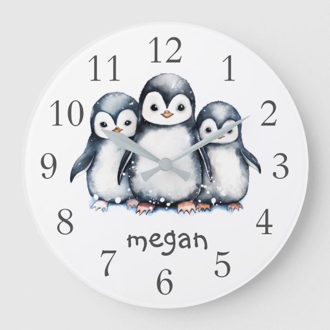 Pinguins Personalizados - Relógio de Parede (Frente)
