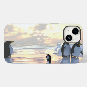 pinguins relaxando em uma placa de gelo