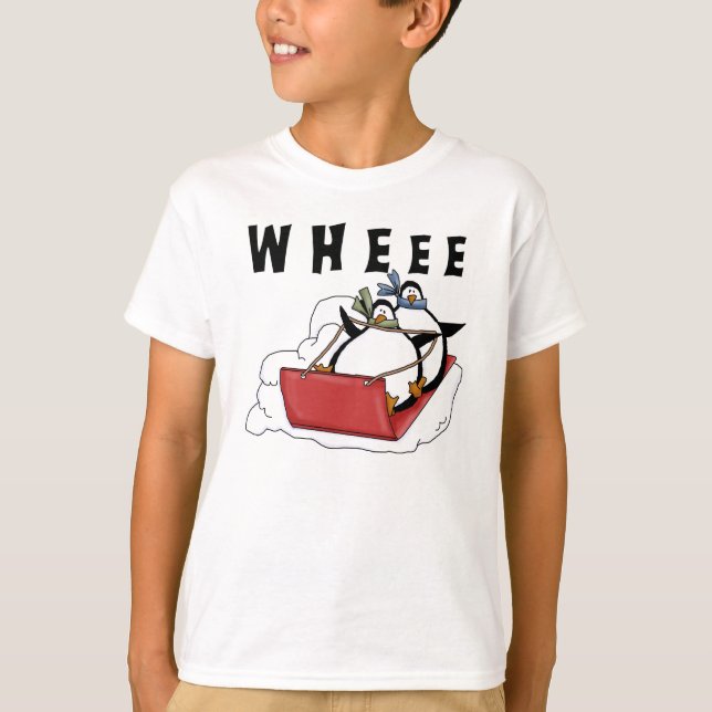 Pinguins Sleding T-shirts (Frente)