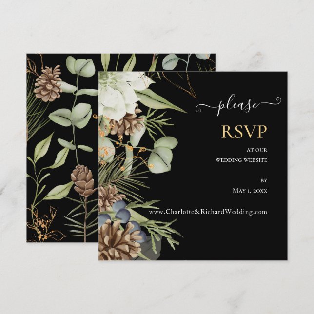 Pinhas Rústicos em Site de Casamento Preto (Frente/Verso)