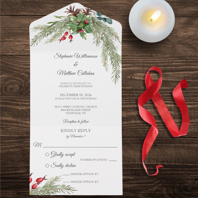 Pinheiro de Natal e Berries (Also available with QR code or without dinner options. )