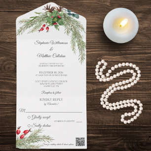Pinheiro de Natal e Berries com código QR