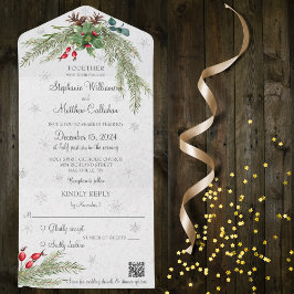Pinheiro de Natal e Flocos de Neve com Código QR