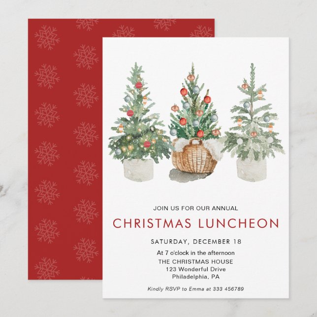 Pinheiros de Natal Convite para Férias (Frente/Verso)