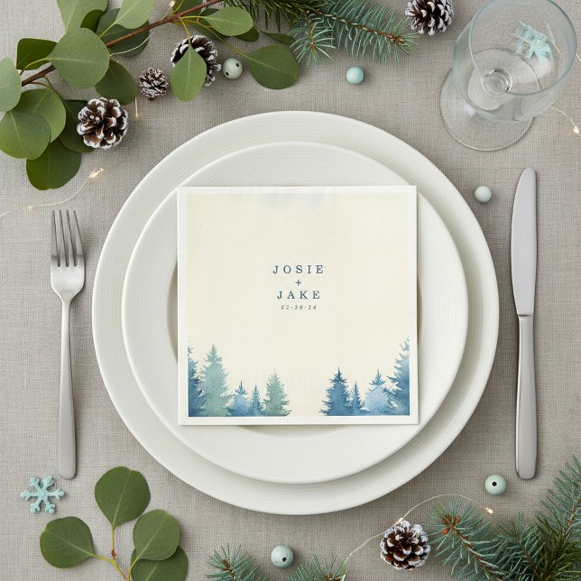 Pinheiros macios guardanapo de casamento (Soft pine trees wedding napkin.)