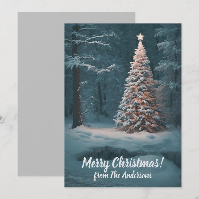 Pinho de Natal 14, Feliz Natal, cartão de boas-vin (Frente/Verso)