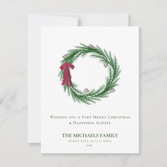 Pinho em Aquarela e Cartão de Natal de Cones de Pi (Frente)