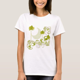 Pinhos com cor e estilo do t-shirt da Lua-mudança