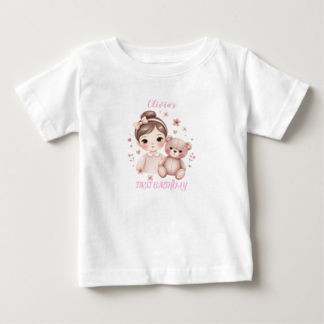 Pink 2nd Bear Birthday Girl Toddler T-shirt (Frente)