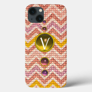 PINK AMARELO GEMSTONAS E MOSAIC CHEVRONS MONOGRAMA