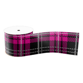 Pink and Black Plaid Tartan Print Ribbon