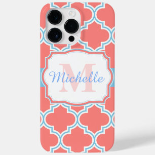 Pink and Blue Moroccan Quatrefoil