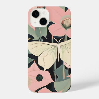 Pink and Cream - Luna Moth and Moonflowers  