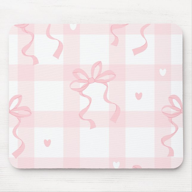 Pink and White Coquette Themed Mouse Pad (Frente)