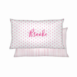 Pink and White Watercolor Stripes Hearts & Rainbow