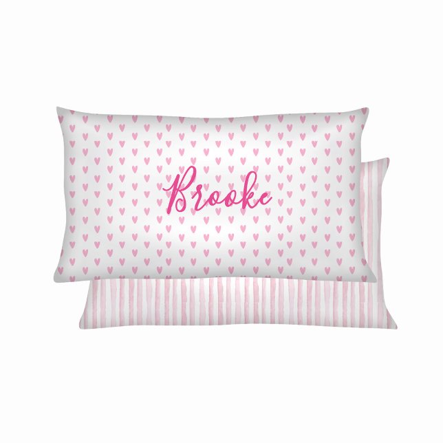 Pink and White Watercolor Stripes Hearts & Rainbow (Criador carregado)