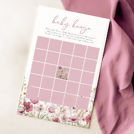 Pink Baby In Bloom Wildflower Baby Bingo Game