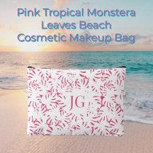 Pink Beach Monstera Tropical Leaves Acessórias Pou
