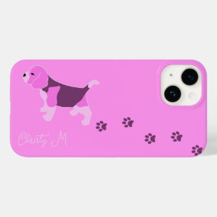 PINK BEAGLE DOG ON PINK WITH MUDDY PAGE PRINT NAME