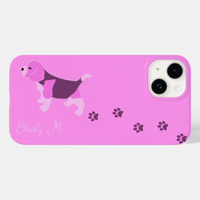 PINK BEAGLE DOG ON PINK WITH MUDDY PAGE PRINT NAME (Verso (horizontal))