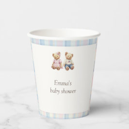 Pink Blue Teddy Bear Baby Shower Paper Cups