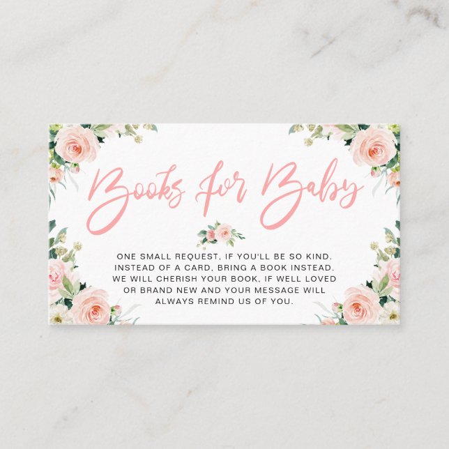 pink blush blooms florais livros para cartão de be (Frente)