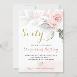 Pink Blush Floral Birthday Convite