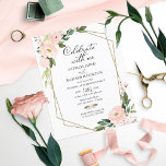 Pink Blush Floral Budget Casual Convite Casual<br><div class="desc">Convites florais elegantes,  de casamento geométrico de barato 4, 5"x5, 6". NOTA: OS envelopes NÃO ESTÃO INCLUÍDOS; os envelopes A7 correspondentes estão disponíveis para serem comprados separadamente.</div>