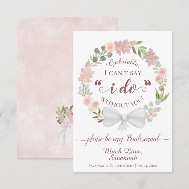 Pink Boho Floral Wreath Seja minha placa de Brides (Frente/Verso)