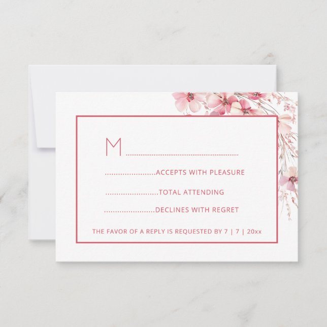 Pink Boho Wildflowers RSVP (Frente)