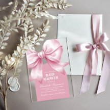 Pink Bow Baby Girl Elegant Baby Shower