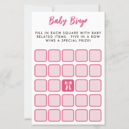 Pink Bow Bingo Baby Shower Game