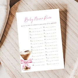 Pink Bow Espresso Martini Shower Name Race Game