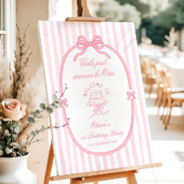 Pink Bow Girl 1st Birthday Welcome