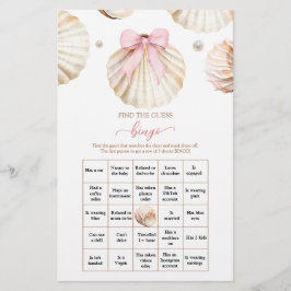 Pink Bow Shell Baby Shower Find The Guest Bingo
