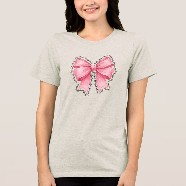 Pink Bow T-Shirt • Elegant Thanksgiving Outfit (Frente)