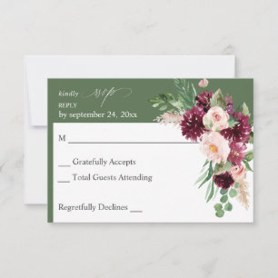 Pink & Burgundy Floral 7 em RSVP de Refeições - Ve