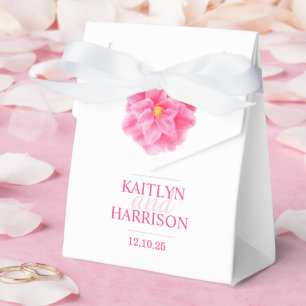 Pink Camellia floral art, caixa de favor de casame