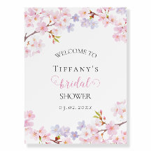 Pink Cherry Blossom Garden Bridal Shower Welcome