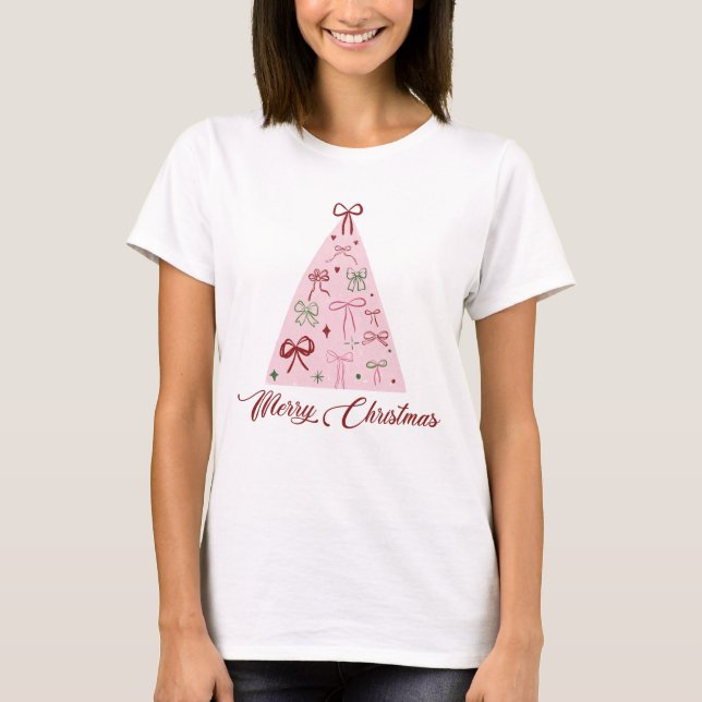 Pink Christmas Tree T-Shirt (Frente)
