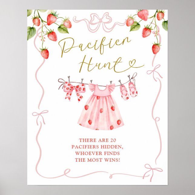 Pink Coquette Baby Clothes Pacifier Hunt Poster (Frente)