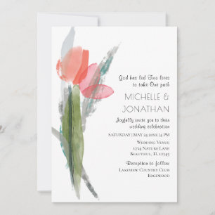 Pink Coral Tulips Convite para Casamento Inspiraci