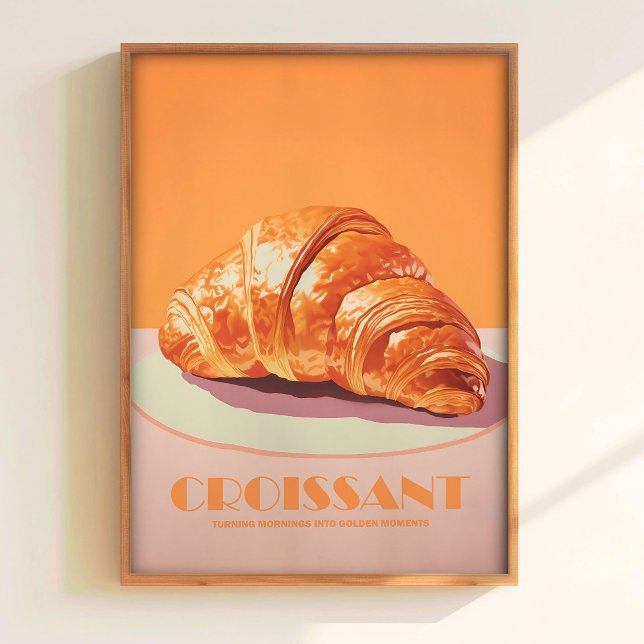 Pink Croissant Print Pastry Poster Minimalistic Ar (Criador carregado)