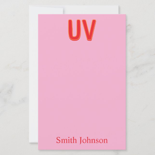 Pink Custom Monogram Stationery Note Card (Frente)