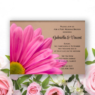 Pink Daisy no Posto Tan Casamento Brunch Convite