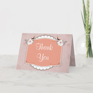 Pink de Cartões de agradecimentos dobrado/Pássaros