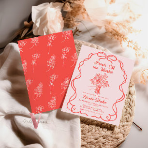 Pink desenhado à mão do convite para Chás de panel