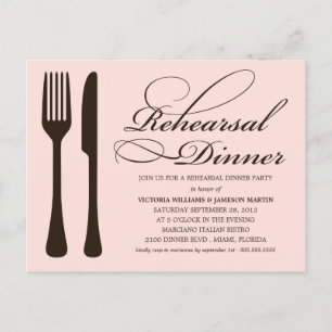 PINK E FLATWARE PRETO CONVITE DE JANTO REHEARSAL