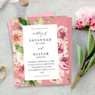 Pink e Pêssego Floral e Verde Casamento Rosa
