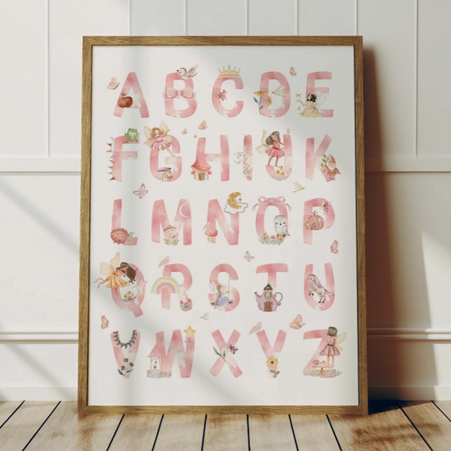 Pink Fairy Alphabet ABC Poster Kids Room Decor (Criador carregado)